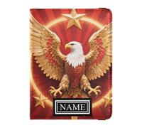 Custom Name Leather Passport Holder for Travel Secure Hidden Passport Wallet for Family Trip Must Haves Accessories Glorious Bird Emblem