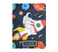Custom Name Leather Passport Holder for Travel Waterproof Money&Card Holder for Men Trip Must Haves Accessories Astronaut and rocketing in Space