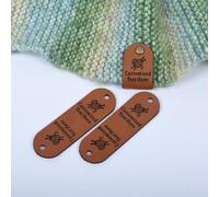 Custom Name Leather Tags,Personalized Cloth Labels,Handmade Crochet Labels,Tag for Knitted Item,Real Leather Label,Gift for Knitter (10pcs,Round)