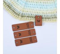 Custom Name Leather Tags,Personalized Cloth Labels,Handmade Crochet Labels,Tag for Knitted Item,Real Leather Label,Gift for Knitter (30pcs,Square)