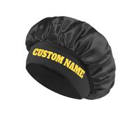 Custom Name Logo Silk Bonnet Hairband for Sleeping Women Personalized Your Text Hair Band Satin Bonnets with Elastic Band Sleep Cap Curly Hair Black