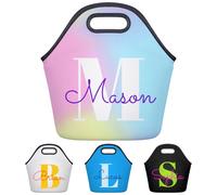 Custom Name Lunch Bag, Personalised Neoprene Lunch Tote, Customised Insulated Reusable Lunch Bags for Women Men Work Outdoor Travel Picnic
