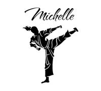 Custom Name Martial Wall Decal Nursery Boys Kids Room Decoration Karate Taekwondo Personalized Vinyl-XL-84x113cm-Black
