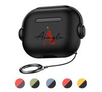 Custom Name Monogram Earphone Case for Airpods Pro 3 Gen,3rd 2025 Generation and Other Air pods Series,Personalized Letter Monogrammed Music Headset Secure Lock Design Case Cover with Keychain