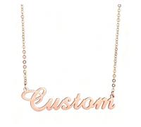 Custom Name Necklace, LucBuy Personalized 18K Gold Plated Nameplate Jewelry, Elegant Letter Pendant Necklaces with any Name or Word, Unique Gifts for Birthday Anniversary Mother's Day (Rosegold)