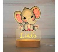 Custom Name Night Light for Kids | Personalized Colorful Night Light with LED Lighting for Children | Personalized It with Your Kid's Name | Best Gifts Idea for Many Occasion (Pink Elephant)