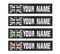 Custom Name Patches, 2pcs Personalized Military Name Patch Embroidery British Union Jack Flag Tactical Patch for Uniform Vest Bags Dog Harness Jacket Clothing