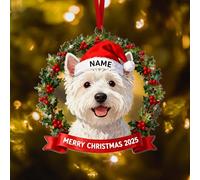 Custom Name Pet Christmas Ornament - Personalized Cat & Dog Acrylic Keepsake with Santa Hat, for Pet Lovers, Merry Woofmas Decor