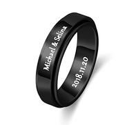 Custom Name Promise Ring - Personalized Spiral Twist Jewelry for Women and Men (Black)
