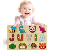 Custom Name Puzzles for Toddlers 1-3 - Name Puzzle for Kids, Personalized Wooden Animal Puzzle, Baby Gifts, Baby Shower, Christmas, Newbaby Gift, Gifts for 0 1 2 3 Years Old (Name-puzzle-02)