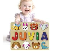 Custom Name Puzzles for Toddlers 1-3 - Name Puzzle for Kids, Personalized Wooden Animal Puzzle, Baby Gifts, Baby Shower, Christmas, Newbaby Gift, Gifts for 0 1 2 3 Years Old (Circle-name-02)