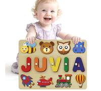 Custom Name Puzzles for Toddlers 1-3 - Name Puzzle for Kids, Personalized Wooden Animal Puzzle, Baby Gifts, Baby Shower, Christmas, Newbaby Gift, Gifts for 0 1 2 3 Years Old (Name-Animal-03)
