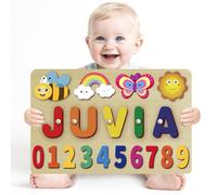 Custom Name Puzzles for Toddlers 1-3 - Name Puzzle for Kids, Personalized Wooden Animal Puzzle, Baby Gifts, Baby Shower, Christmas, Newbaby Gift, Gifts for 0 1 2 3 Years Old (Animal-number-02)