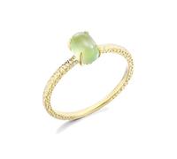 Custom Name Ring for Women, Gold Ring for Men 18K Green Oval Prehnite Size O 1/2 Stackable Knuckle for Women Graduation