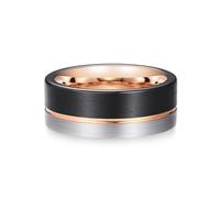 Custom Name Rings, Women'S Tungsten Ring Rose Gold Size L 1/2 Two Tone Matte Brushed 8mm Polished Groove Personalized Gifts for Mother Birthday