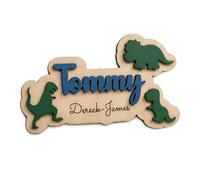 Custom Name Sign for Kids with Dinosaur Theme, Personalised Name Sign, Wooden 3D Name Plaque for Door, Nursery and Bedroom Decor, Baby Room or Playroom Name Sign