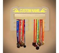 Custom Name Skating Marathon Swimming Medal Holder with LED Lights Personalized Acrylic Display Rack Hockey Acrylic Awards Ribbon Display Rack Sport Theme Medal Hanger Awards Ribbon for Men Women