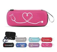 Custom Name Stethoscope Carrying Case, Personalised Stethoscope Case with Printing Lightweight Construction and Practical Mesh Pocket, Suitable for Nurses Week, Doctor, Assistant Gifts (Hot Pink)
