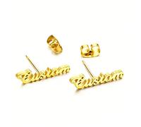 Custom Name Stud Earrings, LucBuy Personalized 18K Gold Plated Hypoallergenic Letter Earring Studs, Stylish Ear Jewelry with any Name or Word, Unique Gifts for Birthday Anniversary Wedding (Gold)