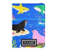 Custom Name Travel Wallet Leather Passport Holder Large Capacity Money&Card Case for Family Trip Document Sea Animals Scene