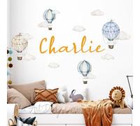 Custom Name Wall Decals,Hot Air Balloon Wall Sticker,Peel and Stick Wall Decals for Nursery and Kids Room