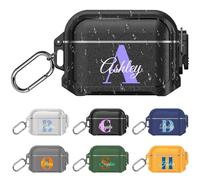 Custom Name Waterproof Case for Airpods 4/Pro/Pro 2/3/2/1 Gen,Personalized Initial Cover with Carabiner,Wireless and USB-C Charging High Drop Protection,Customized Your Own Text