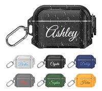 Custom Name Waterproof Case for Airpods 4/Pro/Pro 2/3/2/1 Gen,Personalized Initial Cover with Carabiner,Wireless and USB-C Charging High Drop Protection,Customized Your Own Text