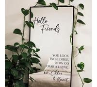 Custom Name Wedding Entrance Sign Welcome Mirror Sticker Decal - Grab A Drink Decal Vinyl Stickers for Marriaged Wedding Reception Home Decor,Personalized,61×43Cm