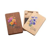 Custom Name Wooden Sewing Needles Magnetic Box with Birth Flower Portable Hand Sewing Needles Box Knitting Needle Box Embroidery Needles Box Needle Storage Needle Holder