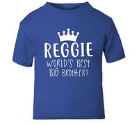 Custom Name World's Best Big Brother T Shirt Top New Baby Gift Promoted to Royal Blue