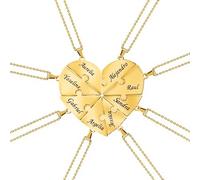 Custom Names Heart Pendant Necklace Customization Engraved Necklace Build Your Mom Wife Girlfriend Birthday Christmas Gifts for Women Stainless Pendant Family Jewelry (Golden 8 Name)