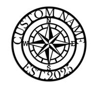 Custom Nautical Compass Sign - Personalized Coordinates Metal Wall Art, Beach House Welcome Plaque, Lake-Cabin Entry Decor, GPS Gift,Beach House (Style-2)