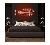 Custom Neon Sign Fish Bone Light,Led Waterproof Hanging Acrylic Neon Bar Lights Neon Decor Visual Wall Art Home Wall Decoration,color Can Be Customized(Orange,50x20cm)