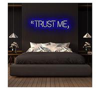 Custom Neon Sign Trust Me Light,Led Waterproof Hanging Acrylic Neon Bar Lights Neon Decor Visual Wall Art Home Wall Decoration,color Can Be Customized(Blue,Width 75CM)
