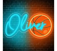 Custom Neon Signs, Personalised Neon Sign Light Up Neon Signs for Wall Decor, Led Neon Name Light Sign Strip Light for Bedroom Home Room Decor Sport Kids Boys Birthday Gift (basketball)