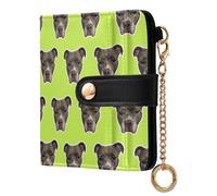 Custom Neon Yellow Print Women Wallet Personalized Bifold Purse Card Holder Travel Wallet with RFID Blocking PU Leather Customized Compact Cash Credit Holder with Zipper Coin Pocket for Female L