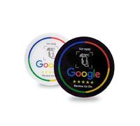 Custom NFC Tap to Review Card - 10 cm Round Waterproof | Ready to Use with Adhesive | Personalised Contactless Feedback Sticker | Compatible with Google Review Us in Black or White Design