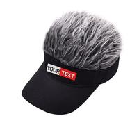 Custom Novelty Hair Visor Cap Adjustable Baseball Hat Wig Spiked Hairs Unisex Embroidered Your Own Text Fake Hair Wig Visor Black Grey