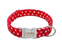 Custom Nylon Dog Collars Printed Dog Collars Custom Puppy Pet Collars Engraved Name(008 Red,M)