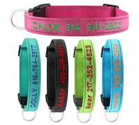 Custom nylon reflective dog collar,personalized embroidered，Customizable pet name and phone number, anti lost collar