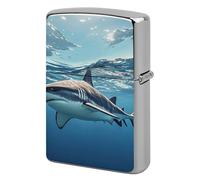 Custom Ocean Sea Animal Shark Lighter Case Personalized Metal Lighter Cover Holder Reusable Shockproof Protective Lighters Without Insert Gift for Men Women Dad Husband
