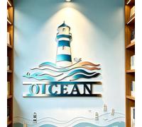 Custom Octopus Metal Wall Art - Personalized Ocean Theme Nautical Decor for Beach House, Surf Shop & Home - Unique Sea Creature Metal Sign for Living Room, Cafe & Outdoor Patio (Lighthouse)