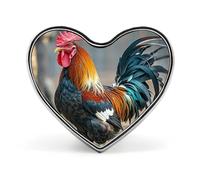 Custom Old Rooster Illustration Lapel Pin Aluminum Alloy Button Badge Personalized Heart Exquisite Brooch Classic Mini Pin for Backpacks Hat Suit Jacket Decoration