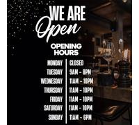 Custom Opening Times Sticker for Shop - Personalised Window Decal Sign with Business Hours - Vinyl Shop Opening Hours Sign for Storefront or Door by Kingdom Decalz