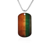 Custom Orange And Green Pattern Dog Tag Necklace 23.6" Chain Personalized Photo Pendant for Men Women Stainless Steel Memorial Picture Couple Necklace Jewelry Keepsake Bereavement Sympathy Gifts
