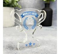 Custom Ornament Gift For Blue World's Best Dad Trophy Plaque Keepsake Gift - Small Gifts For Him For Her, Present, Acrylic Plaque, Unqiue Gift, Ornament, Décor, Plaque, trinket, Keepsake Gift
