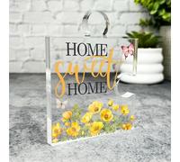 Custom Ornament Home Sweet Home Yellow Floral Puzzle Plaque Keepsake Gift - Gift, Custom Present, Trinket, Keepsake Ornament, Acrylic Plaque, Home Decor Gift, Small, Unique Present