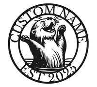 Custom Otter Metal Sign, Personalized Name Wall Art, River Otter Decor, Animal Lover Gift, Rustic Metal Wall Hanging, Nursery or Living Room Decor, Unique Wildlife Sign, Waterproof Outdoor Art (Style