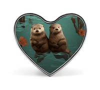 Custom Otters in Love Lapel Pin Aluminum Alloy Button Badge Personalized Heart Exquisite Brooch Classic Mini Pin for Backpacks Hat Suit Jacket Decoration