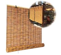 Custom Outdoor Bamboo Roller Blinds 36"-72" Cordless Sun Shade for Patio Deck & BackyardBlackout Window Shades 62" W x 84" HUV Protection & Privacy